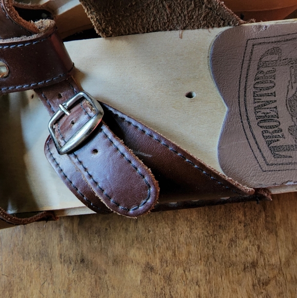 Troentorp Mary Jane Brown Pull Up wooden sole clogs sandals slides 39 EUC - Picture 17 of 17